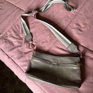 Taupe Leather Crossbody Bag